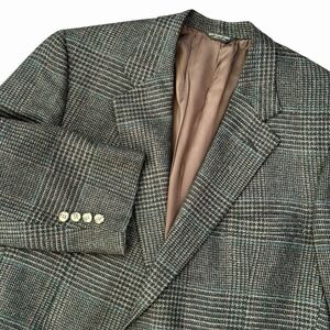 Vintage Union Made Men 42R Wool Blazer Sport Coat Brown Houndstooth Plaid Check